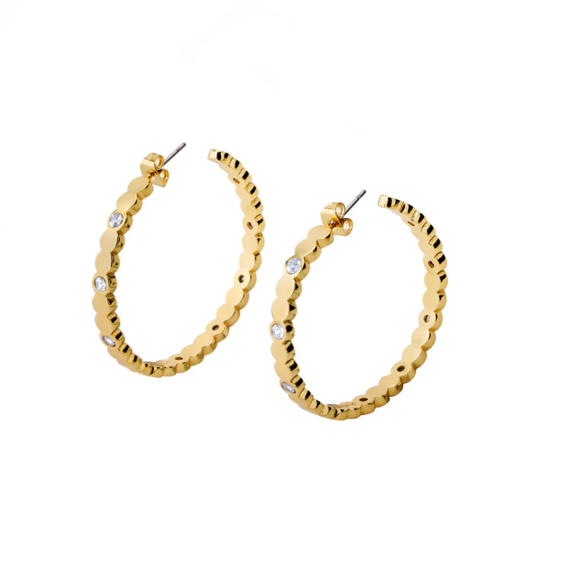 1BU0407-041 [BANGLEUP] Lumi Hoop Earrings - Light Gold and Zircons #BUP20-LMZ-OCR00 (EU)