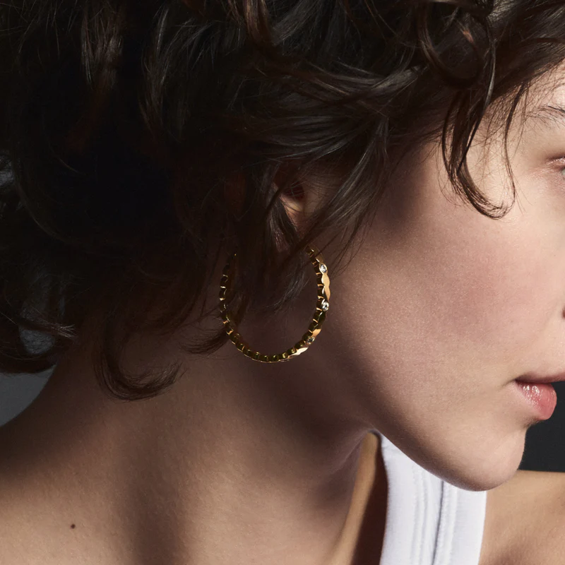 1BU0407-041 [BANGLEUP] Lumi Hoop Earrings - Light Gold and Zircons #BUP20-LMZ-OCR00 (EU)