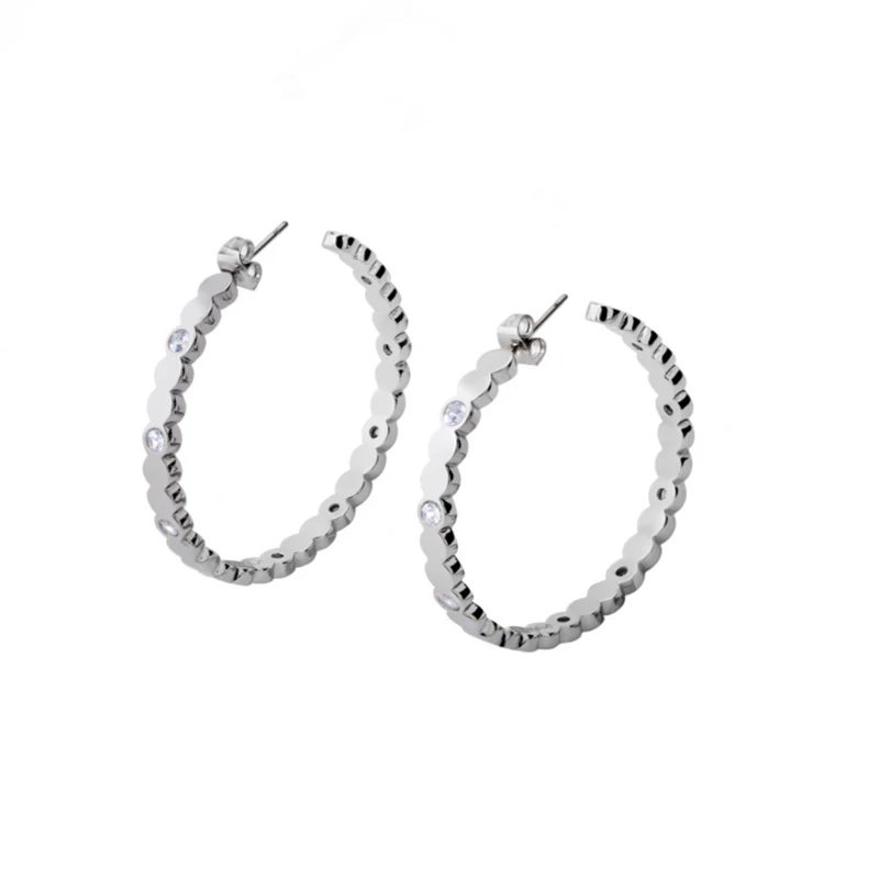1BU0407-042 [BANGLEUP] Lumi Hoop Earrings - Silver and Zircons #BUP20-LMZ-OCR01 (EU)