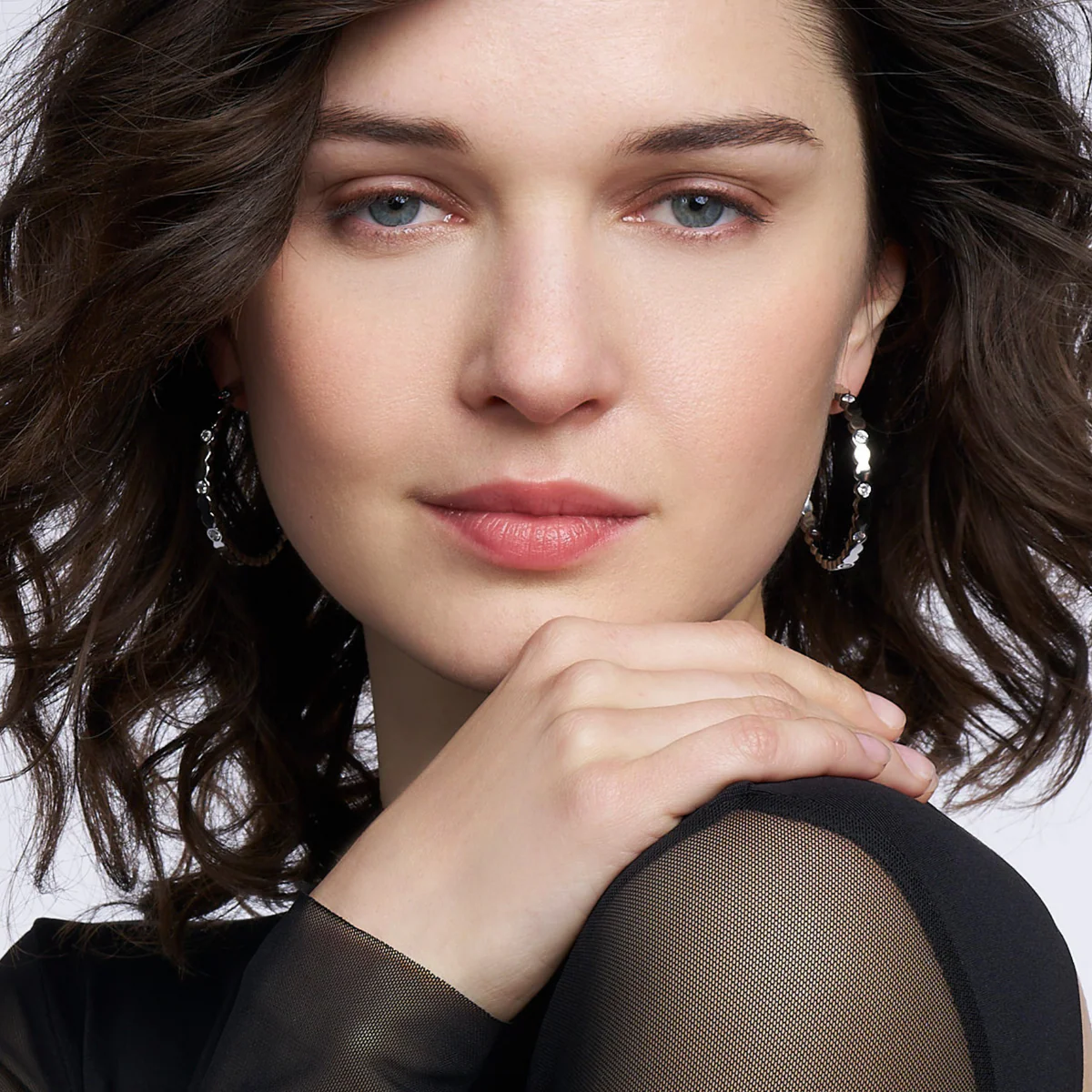 1BU0407-042 [BANGLEUP] Lumi Hoop Earrings - Silver and Zircons #BUP20-LMZ-OCR01 (EU)