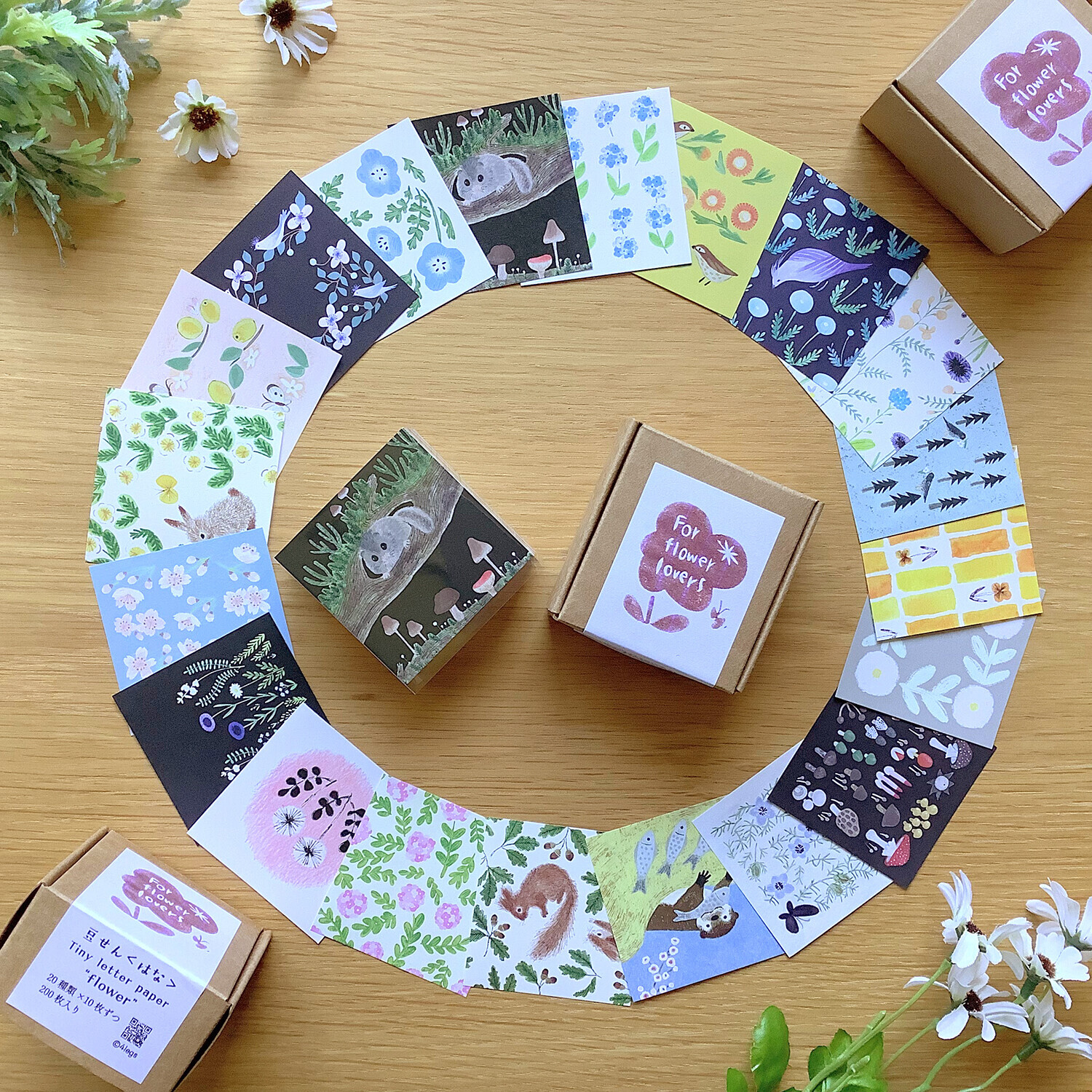 花朵植物 迷你款 插畫便條（20種圖案）｜日本 4legs