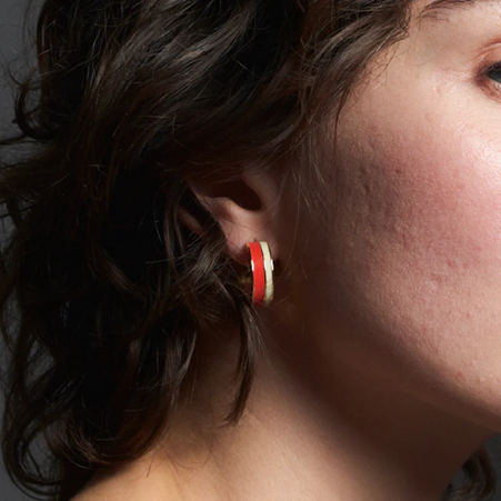 1BU0407-058 [BANGLEUP] Bangle Hoop Earrings White Sand / Tangerine #BUP20-VAP-OCRS80 (EU)