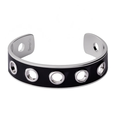 1BU1003-114 [BANGLEUP] Eyelet Bangle Rhodium & Carbon Black #BUP20-EYE-BAO98 (A-K11-E)