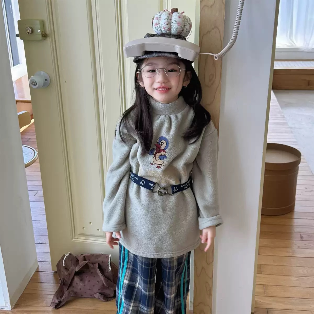 兩色冬季企鵝絨粒感長版上衣