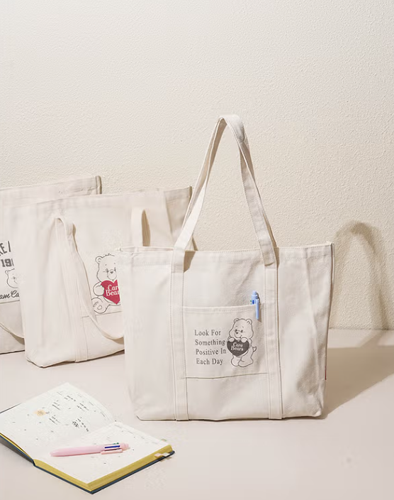【現貨】DAISO Care Bears 帆布袋 通勤包 帆布包 上學必備 熊熊 愛心