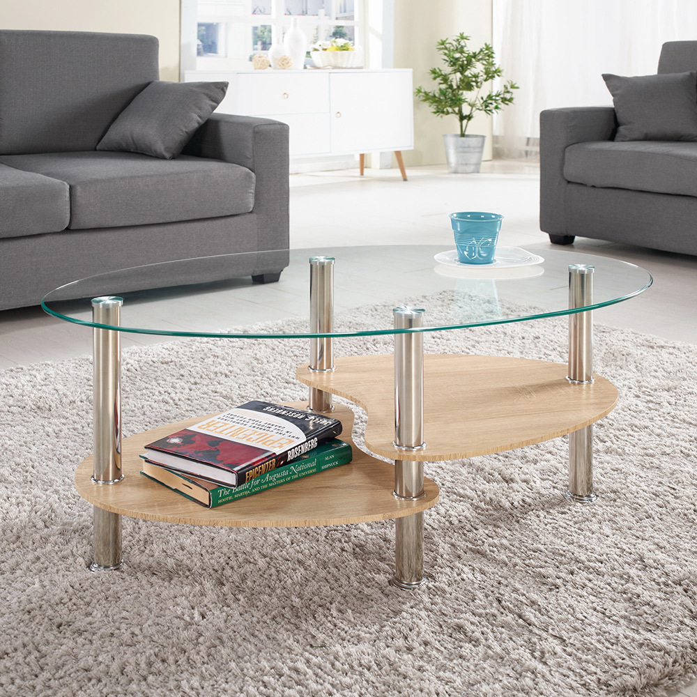 朵拉3尺時尚透明玻璃大茶几