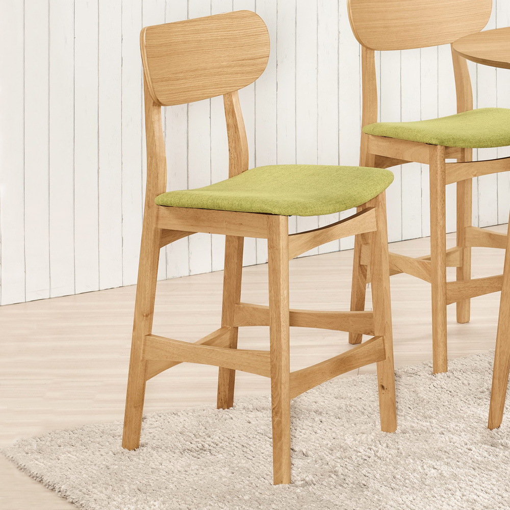 多米綠色布實木吧台椅/吧檯椅/高腳椅
