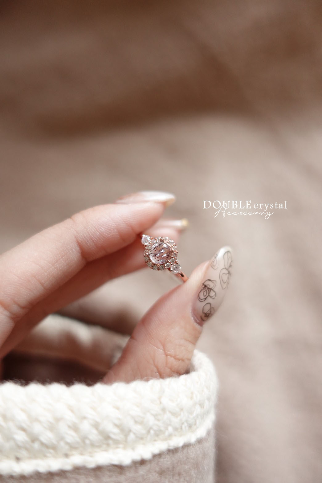 萬能守護超七玫瑰金小花戒指．單品孤品