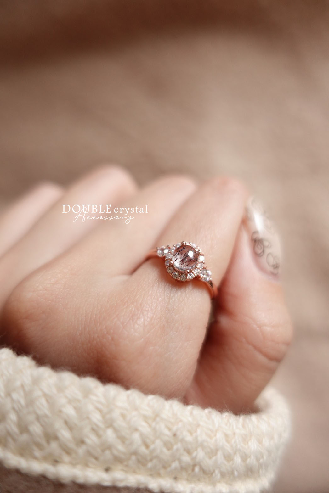 萬能守護超七玫瑰金小花戒指．單品孤品