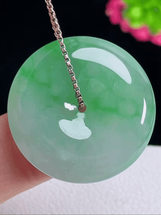 920548 翡翠冰飄綠平安扣 (24.1mm直徑)