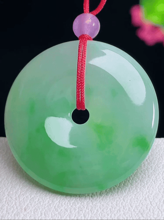 920549 翡翠冰飄綠平安扣 (24.2mm直徑)