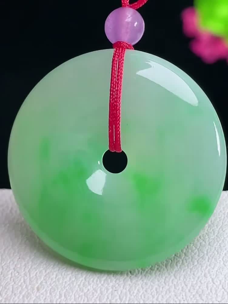 翡翠冰飄綠平安扣 (24.2mm直徑),天然翡翠A玉, 緬甸玉, Jade, Jadeite