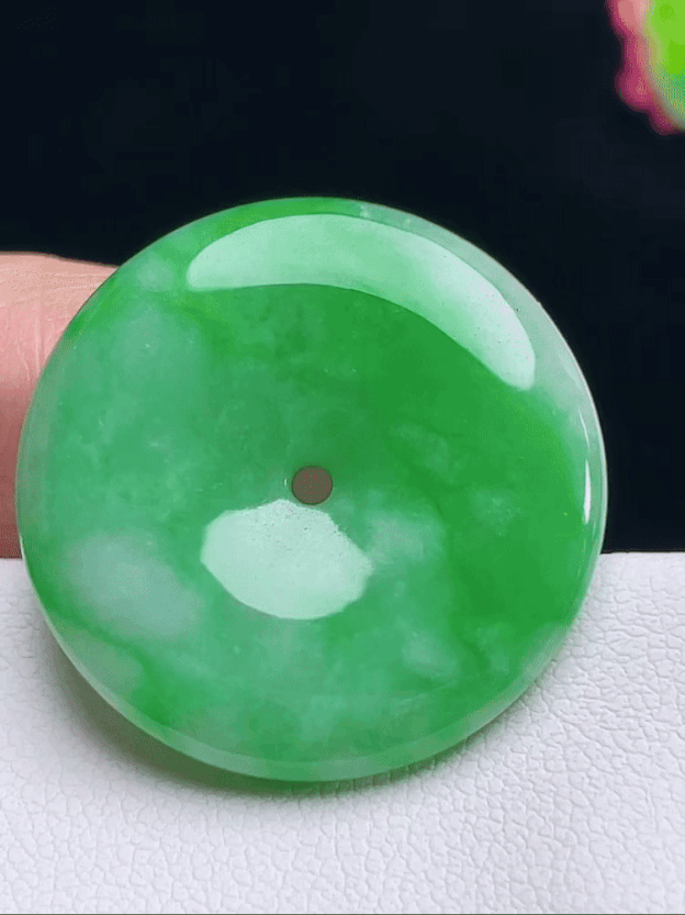 920552 翡翠冰飄綠平安扣 (24.8mm直徑)