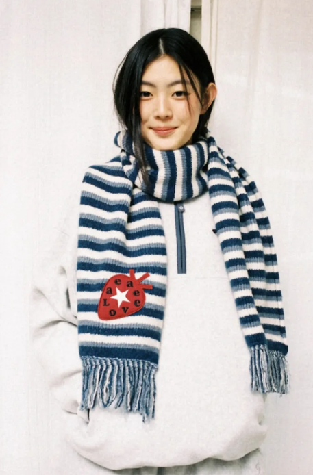 【代購】AEAE STRIPE TASSEL MUFFLER 草莓條紋圍巾 保暖圍巾 冬天必備 圍巾 草莓 條紋 三色