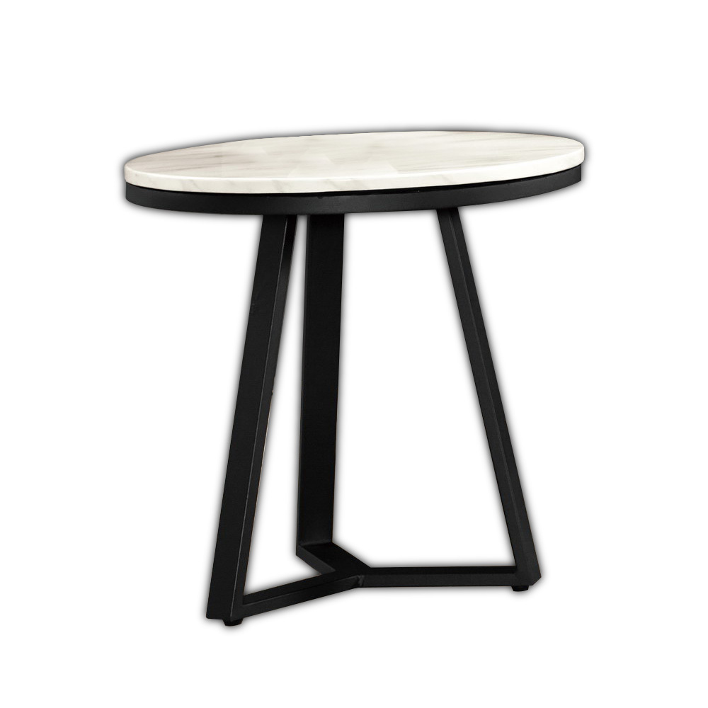 伊利1.7尺工業風圓型石面小茶几/邊几/邊桌