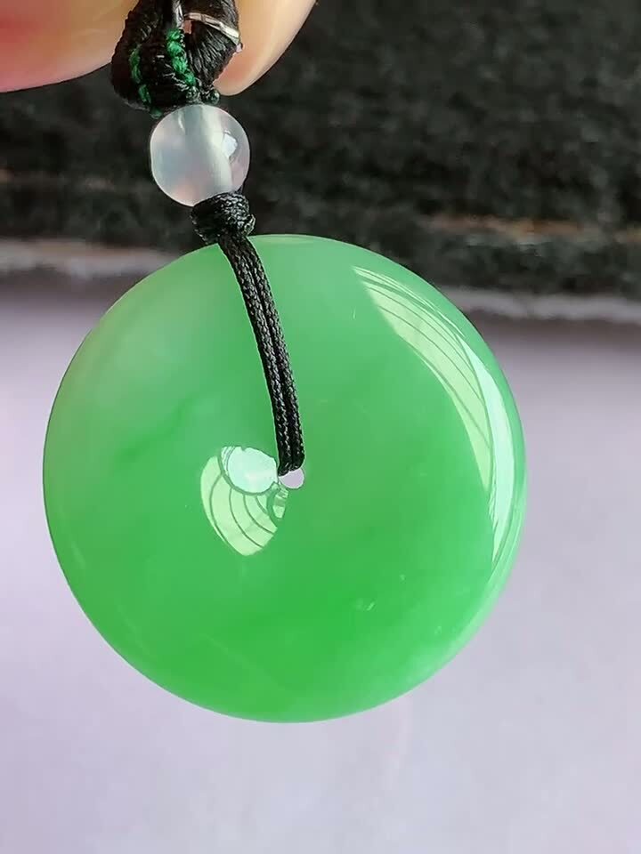 翡翠綠平安扣 (24.3mm直徑),天然翡翠A玉, 緬甸玉, Jade, Jadeite