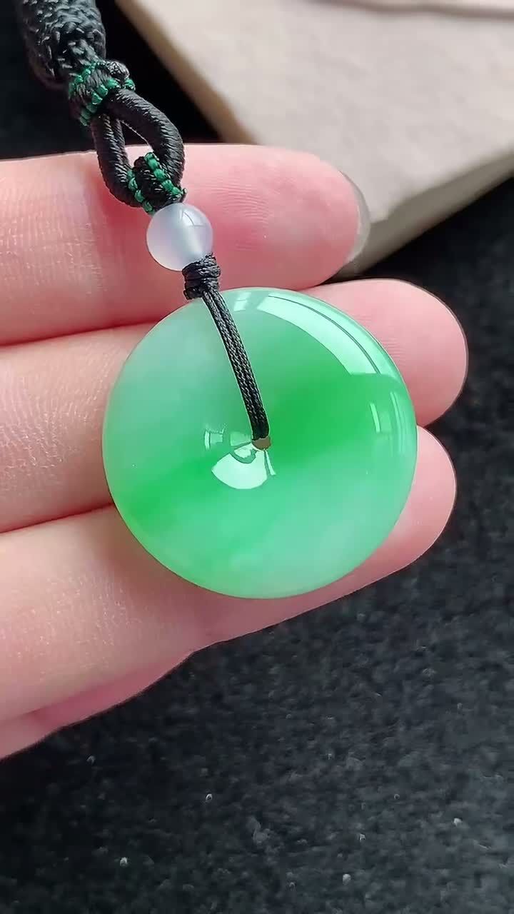 翡翠冰綠飄花平安扣 (24.2mm直徑),天然翡翠A玉, 緬甸玉, Jade, Jadeite