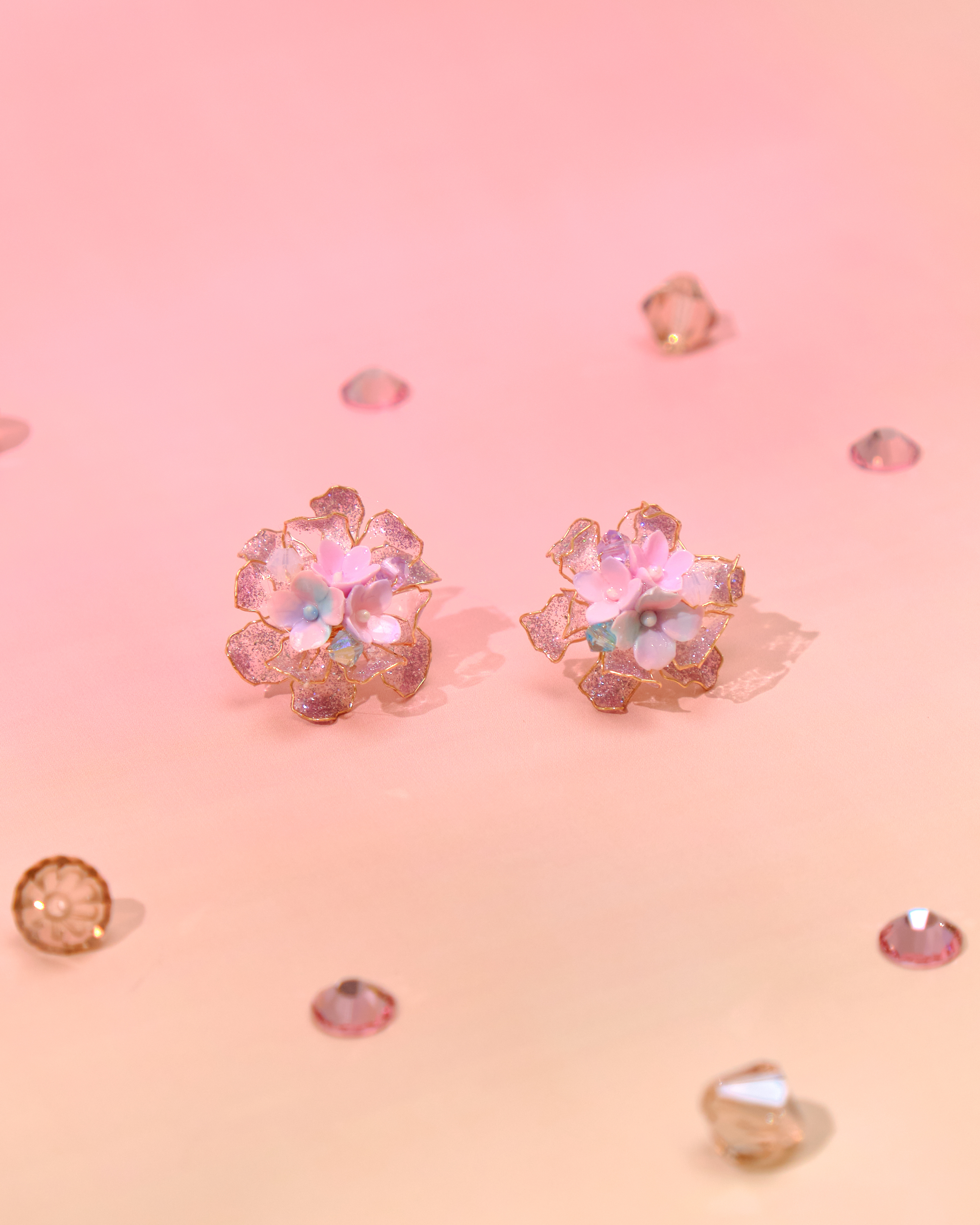 12790 樹脂浸染藝術S925花花耳釘