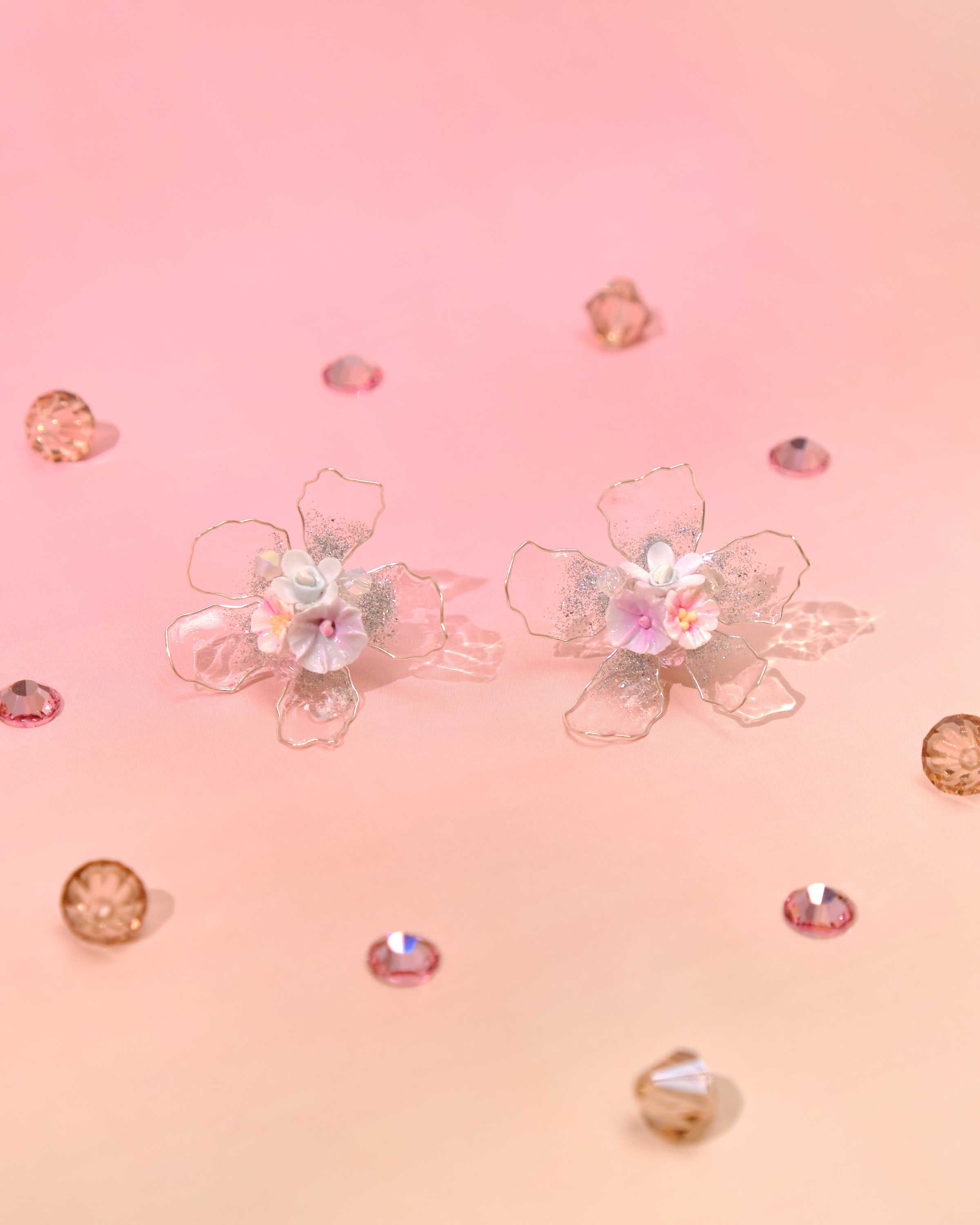 12786 樹脂浸染藝術S925花花耳釘