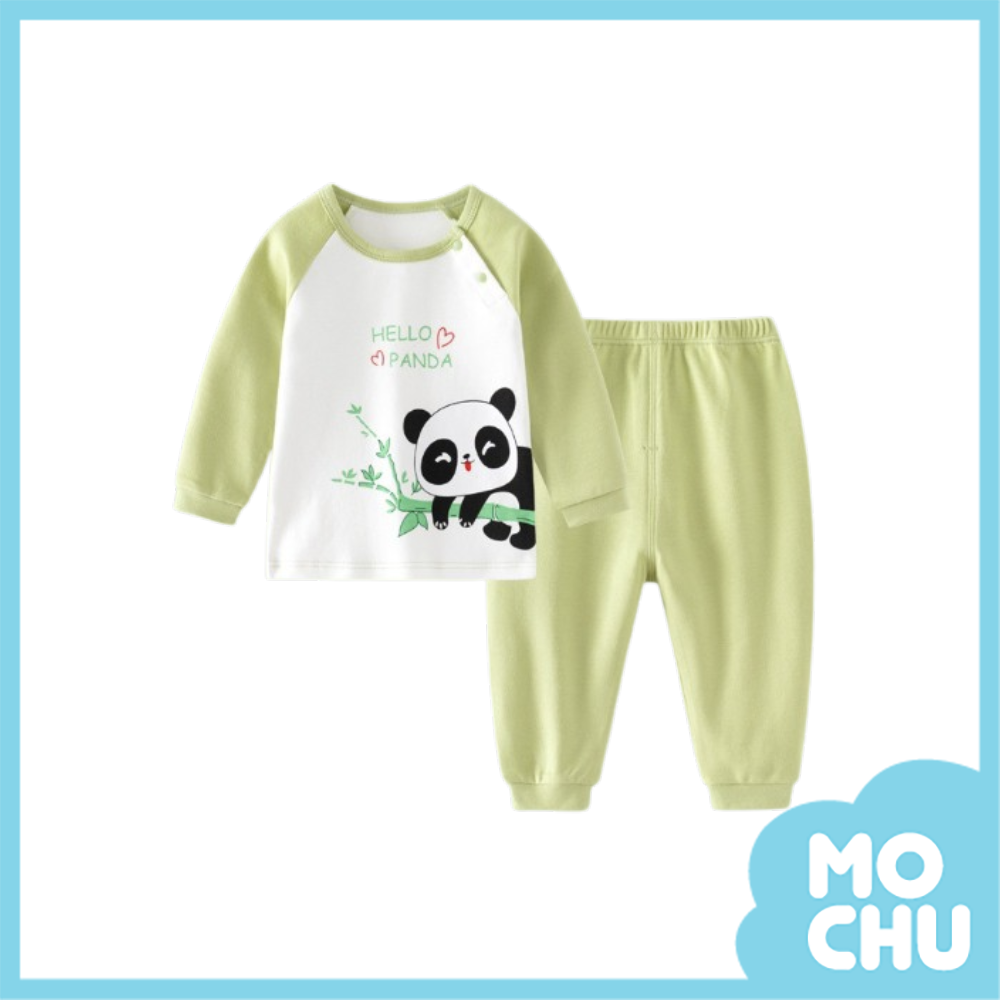 綠色熊貓長袖家居服套裝