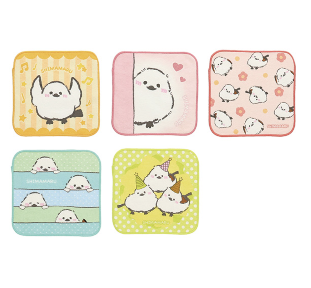 卡通小手巾 5枚組 約15x15cm