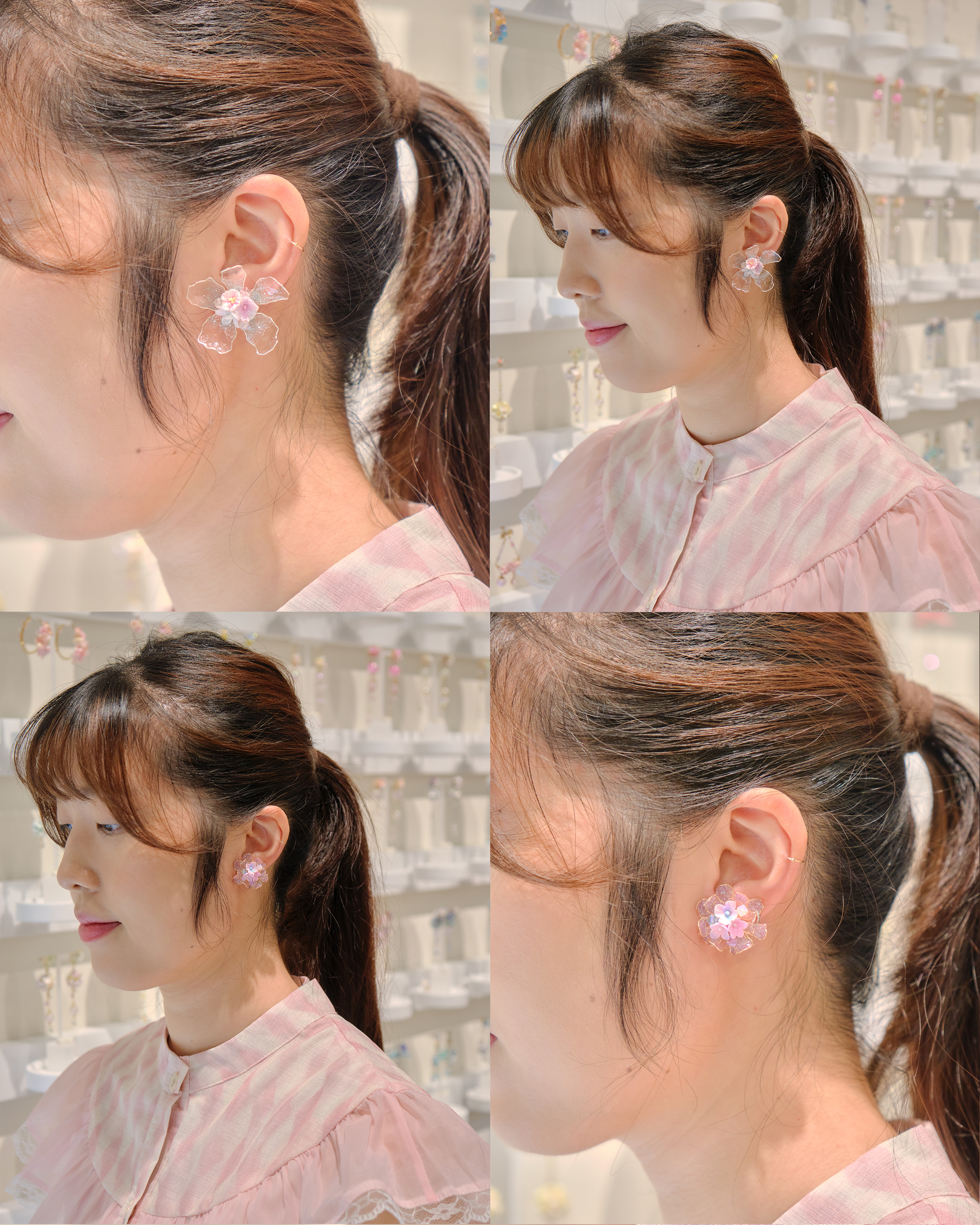 12786 樹脂浸染藝術S925花花耳釘