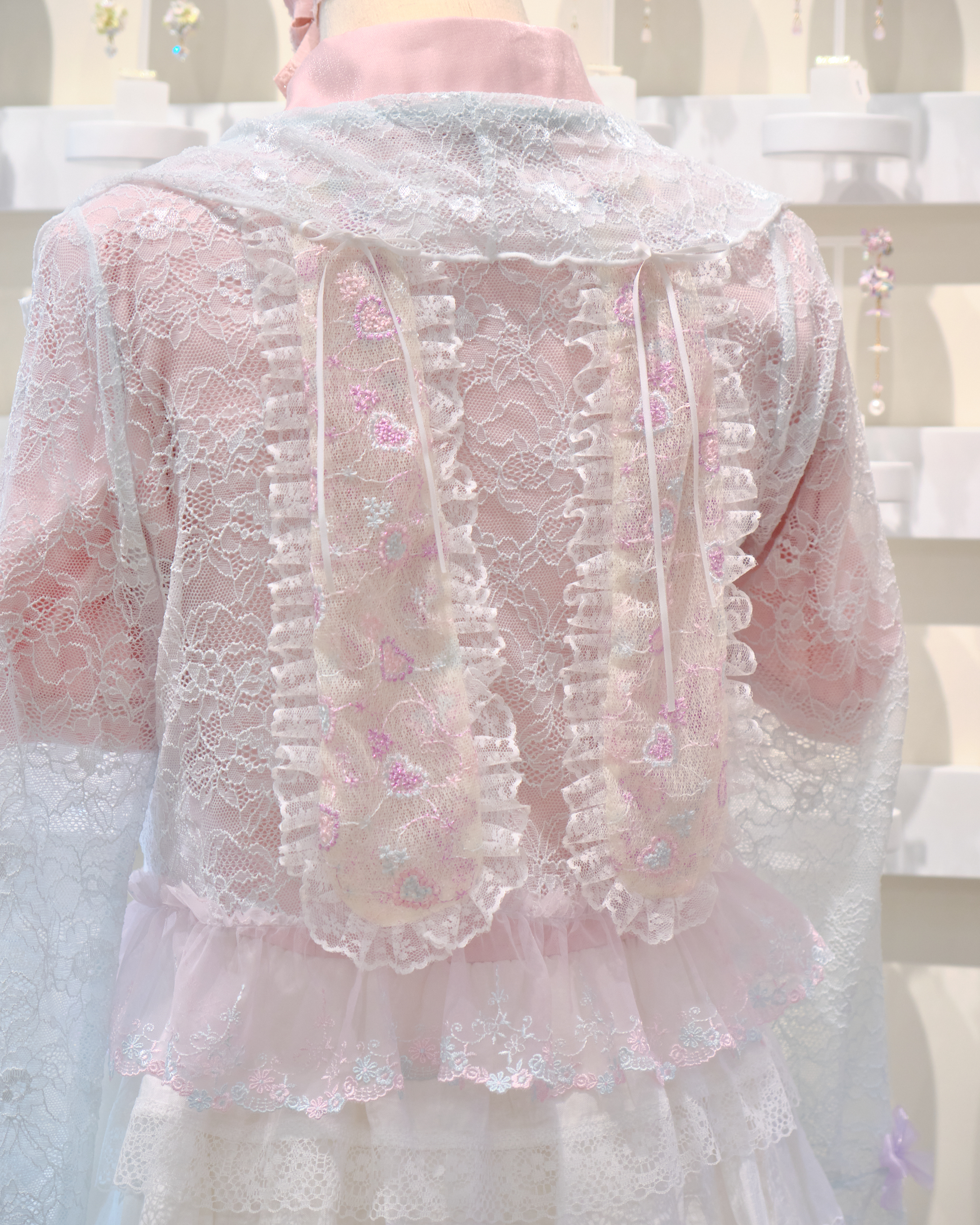 12837 Bunny Ears Pastel Lace High Waist Cardigan