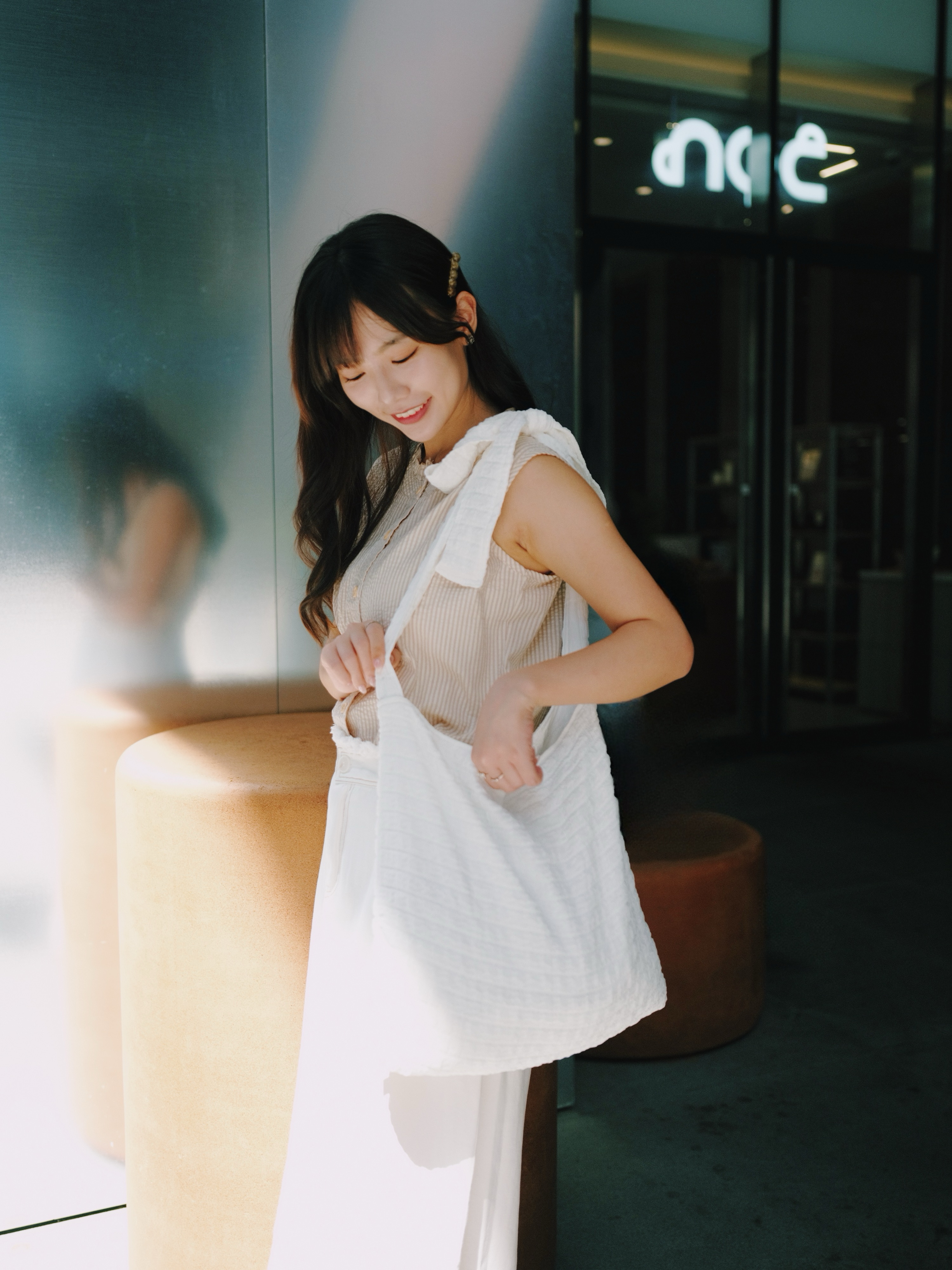 兩色 / 蝴蝶結質感豆腐袋子 / Bow Knot Tofu-Texture Fabric Bag