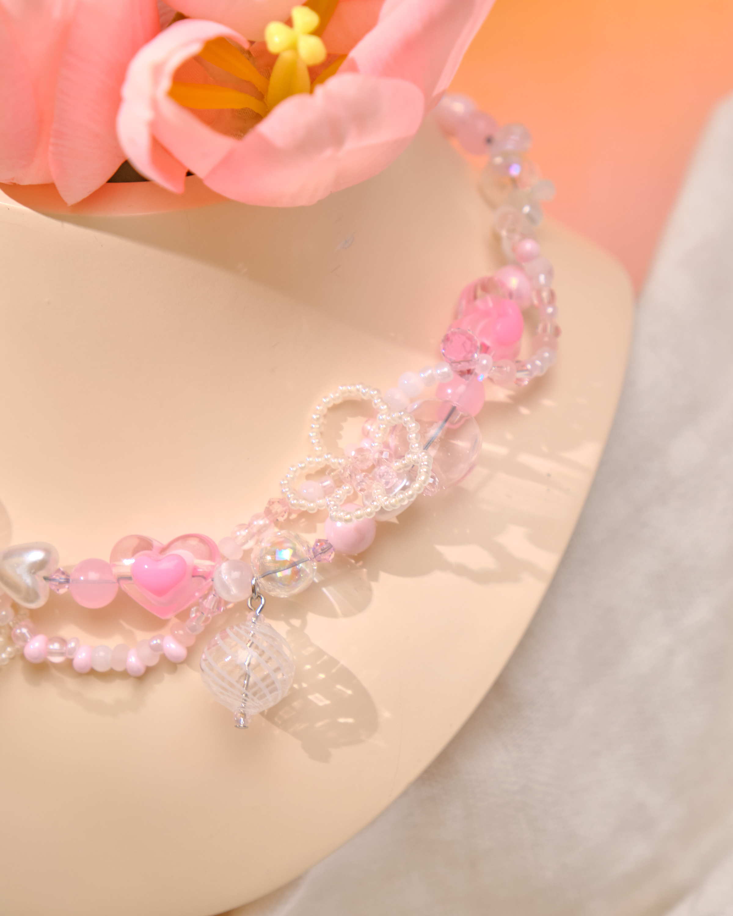 12813 原宿風多彩粗珠項圈項鏈