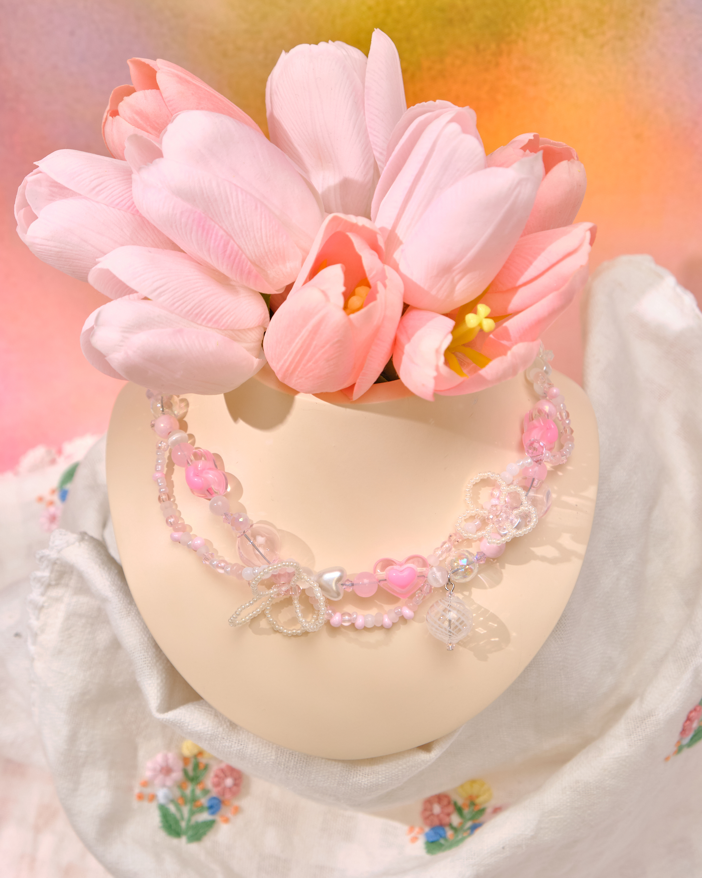 12813 原宿風多彩粗珠項圈項鏈