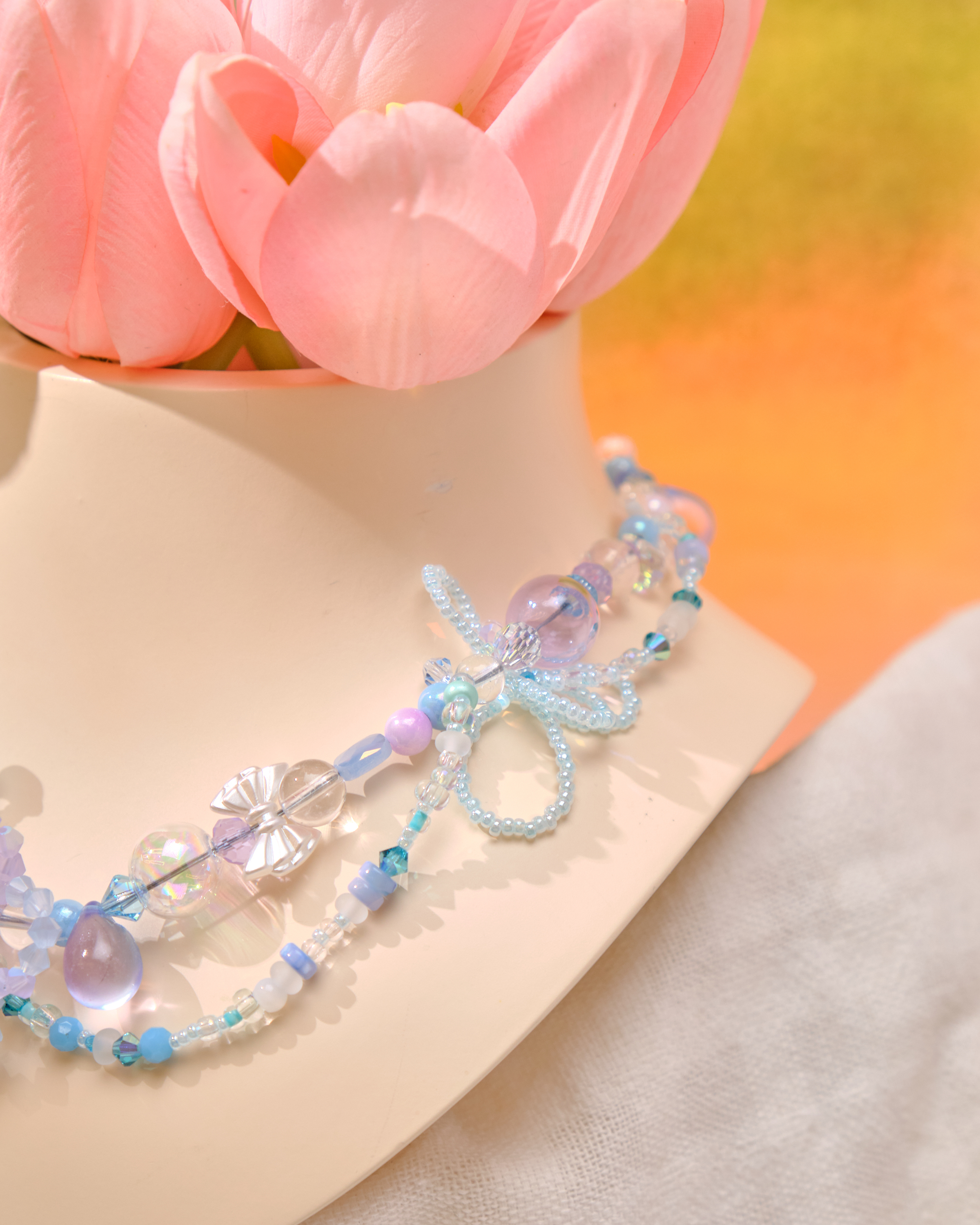 12812 原宿風多彩粗珠項圈項鏈