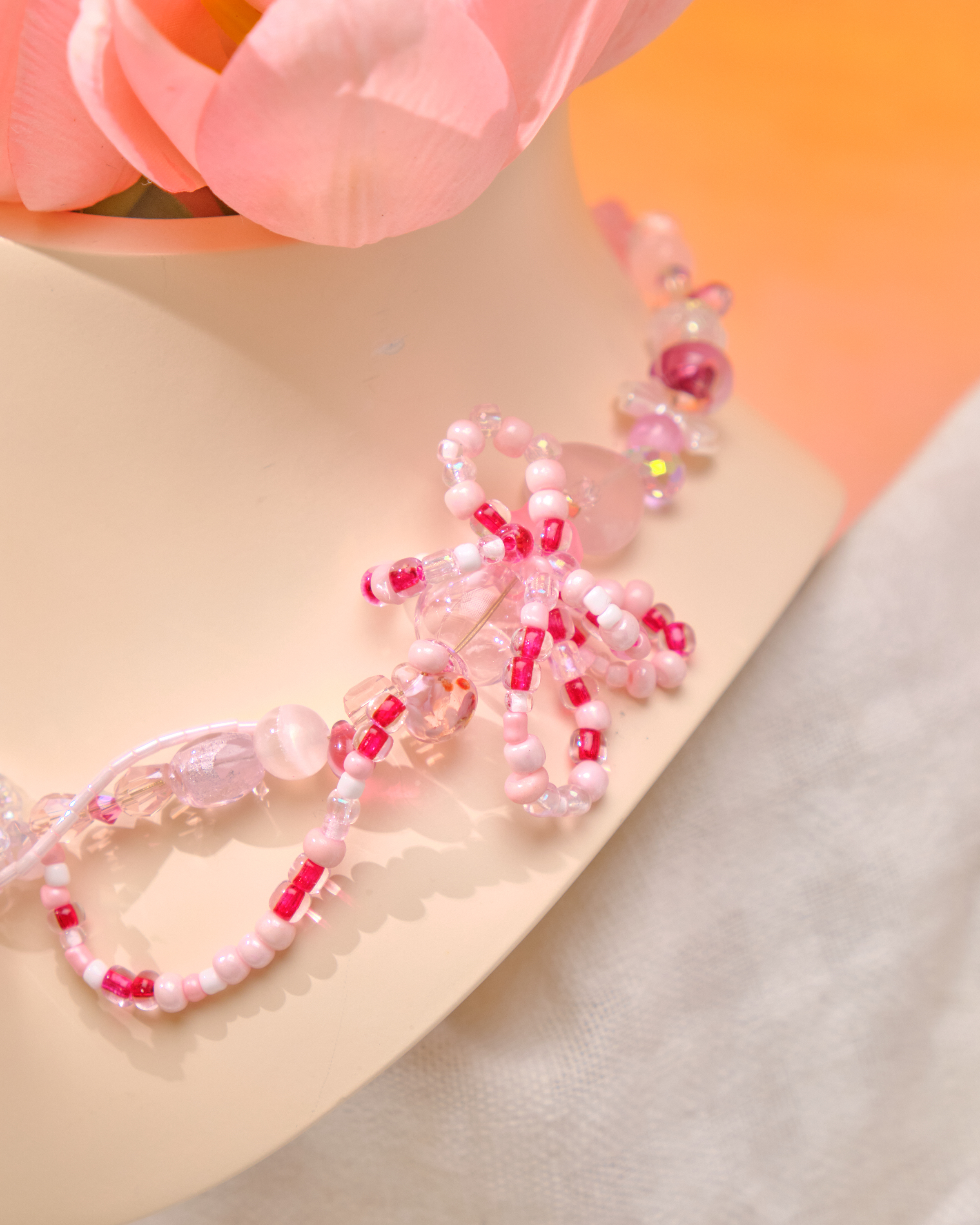 12811 原宿風多彩粗珠項圈項鏈