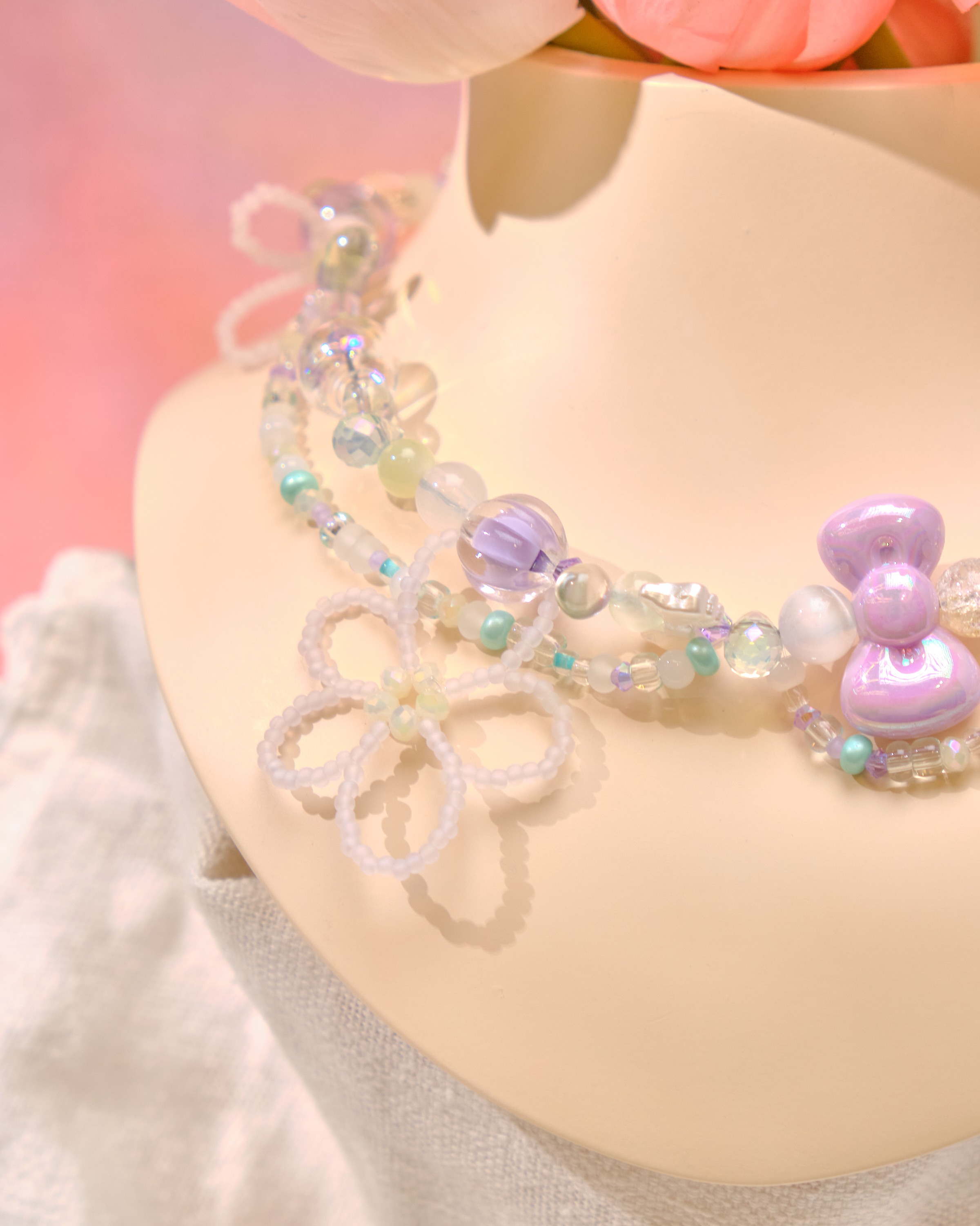 12810 原宿風多彩粗珠項圈項鏈