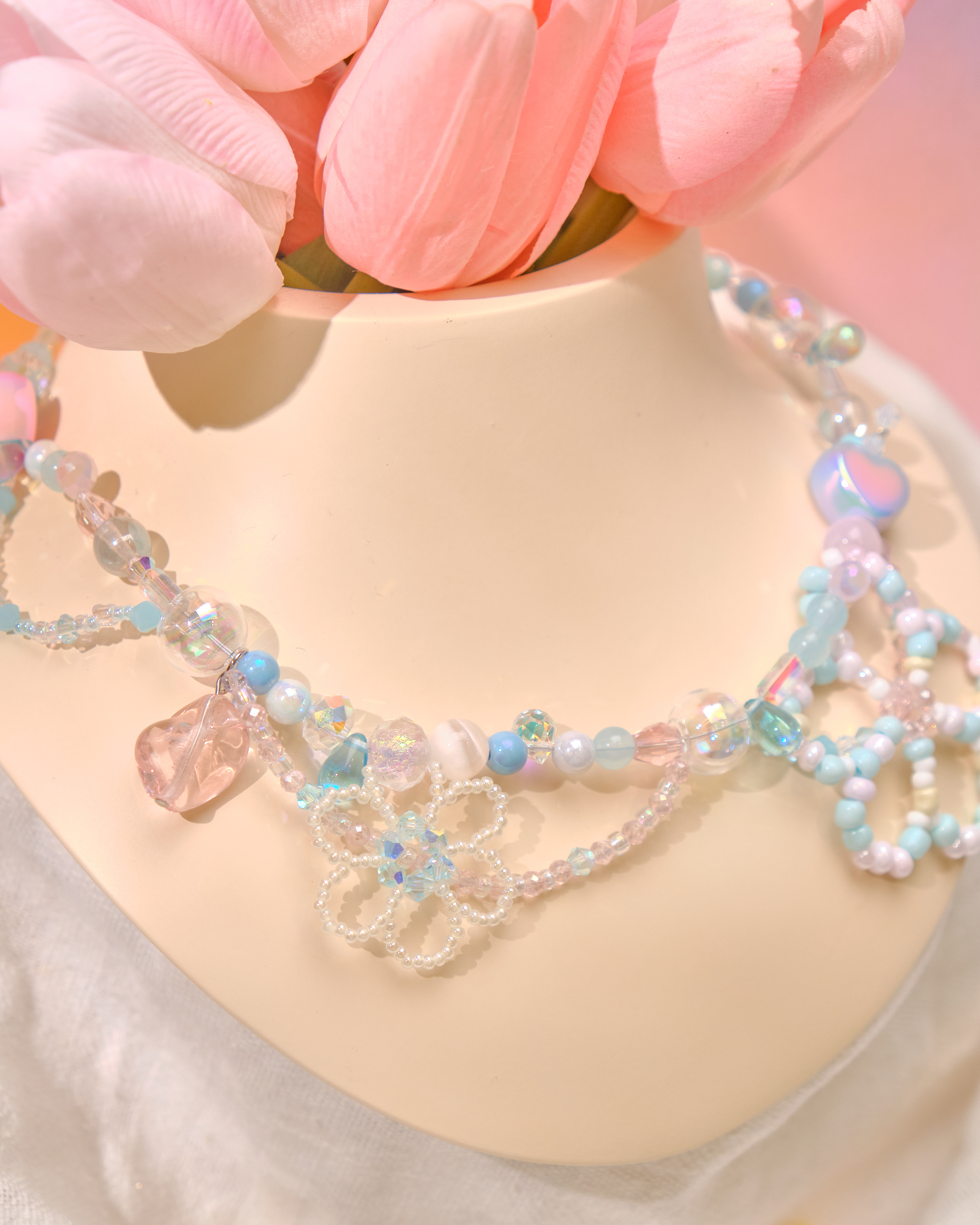 12809 原宿風多彩粗珠項圈項鏈