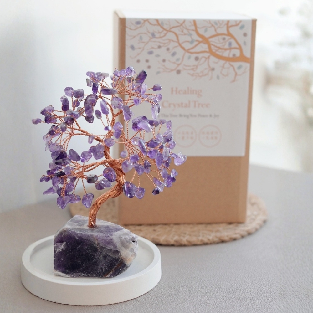紫水晶水晶樹 原礦底座 /CTA 招財擺件 開智慧 考試開運禮物 小孩禮物 學業運 貴人運 聖誕禮物禮盒