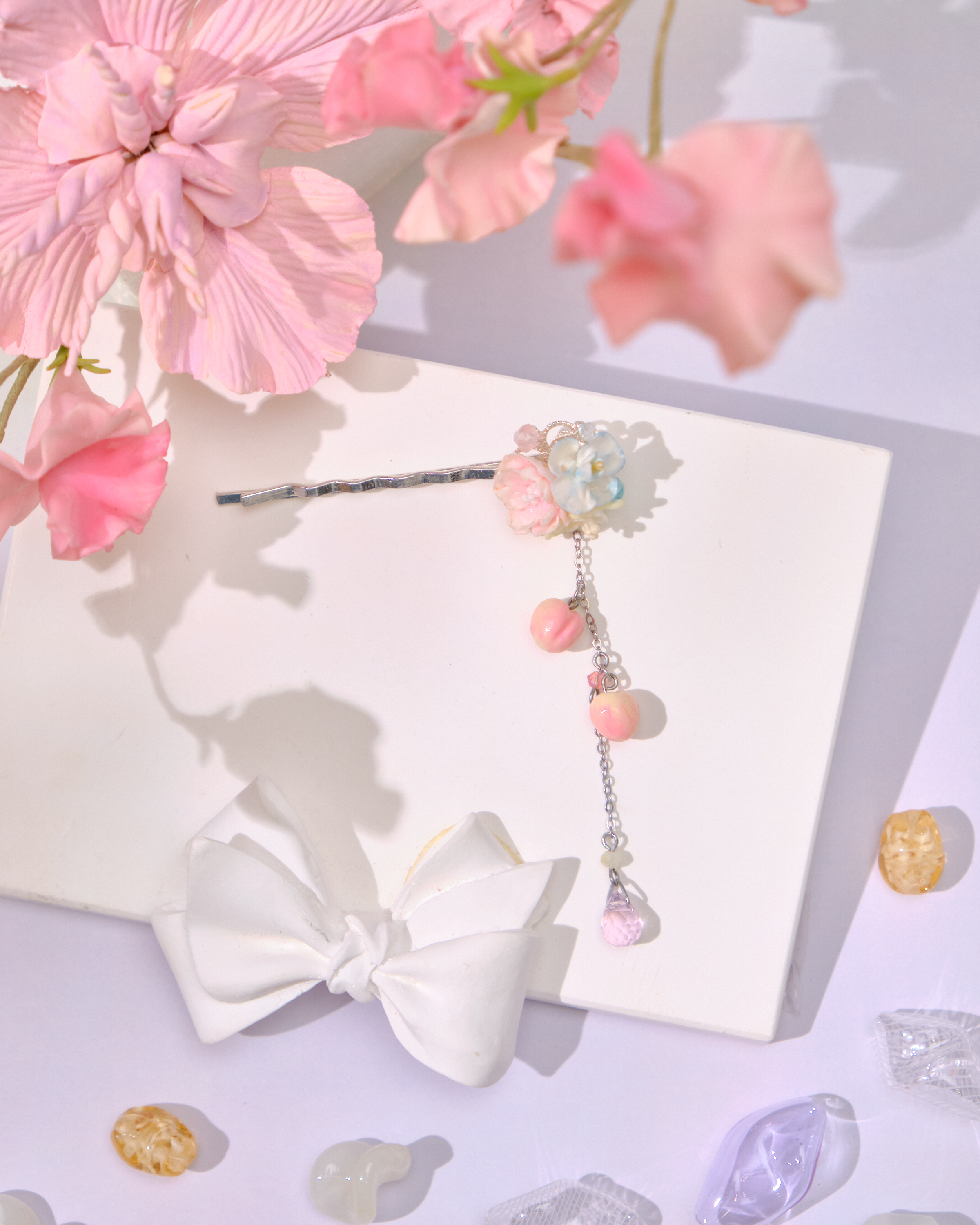 12801 Pastel Bouquet Bobby Pin with Dangle