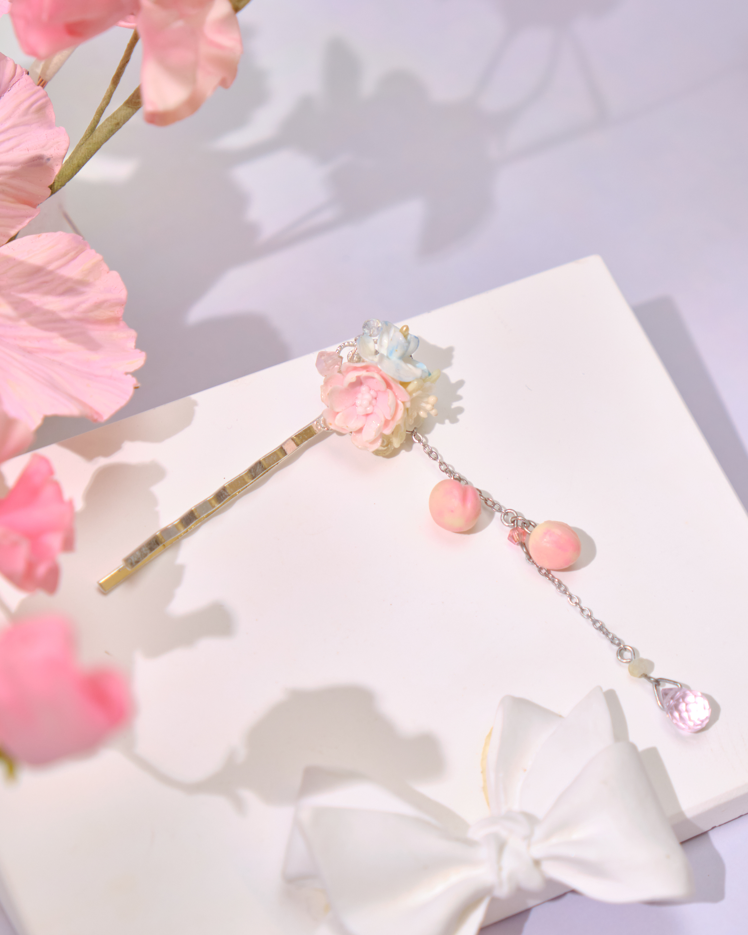 12801 Pastel Bouquet Bobby Pin with Dangle