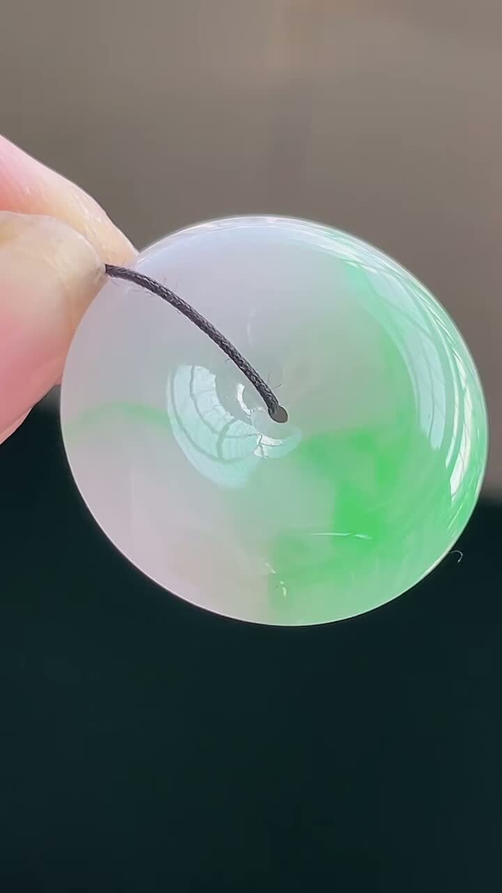 9205746 翡翠冰飄綠平安扣 (24.1mm直徑)