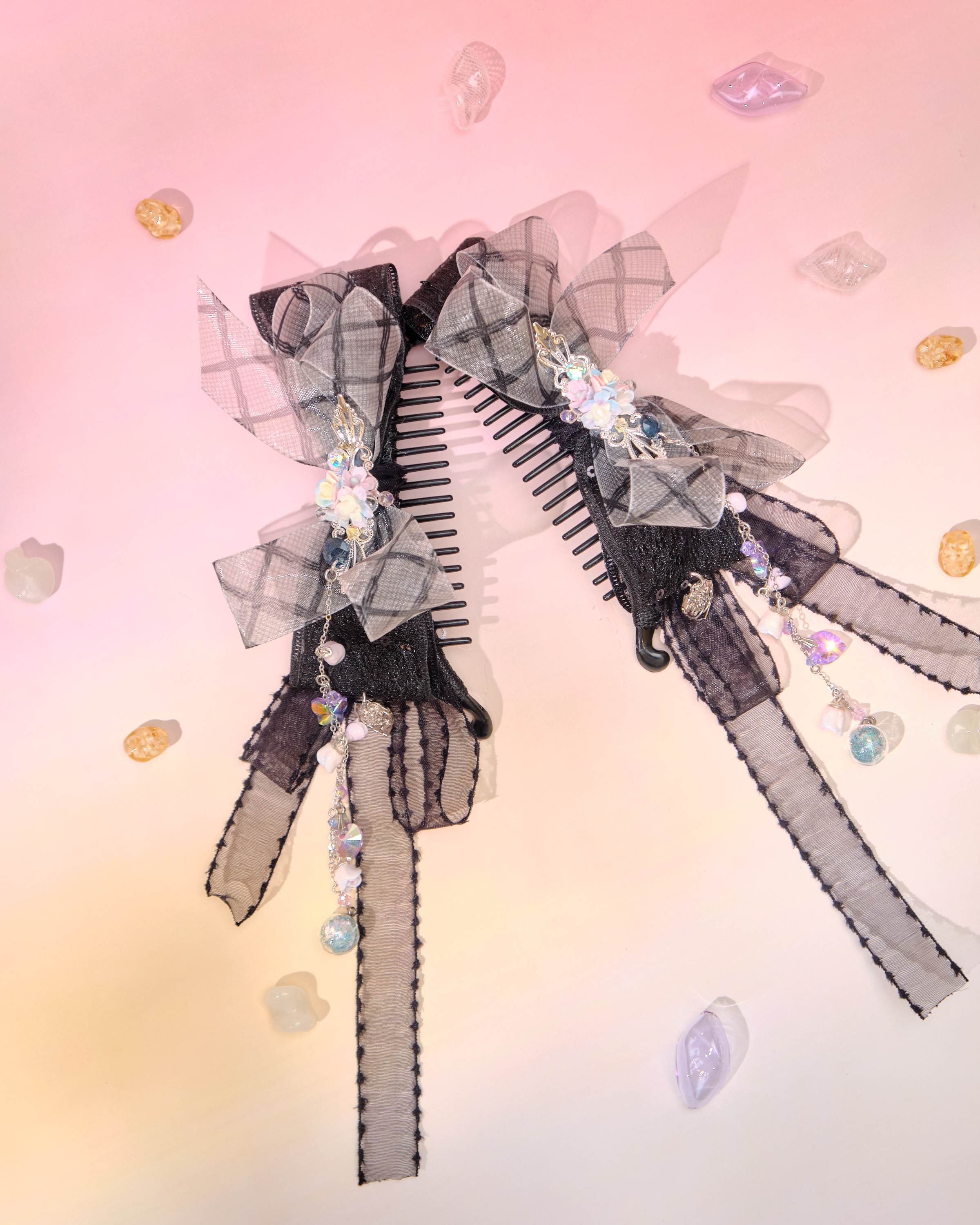 12796 蝴蝶風格緞帶香蕉夾