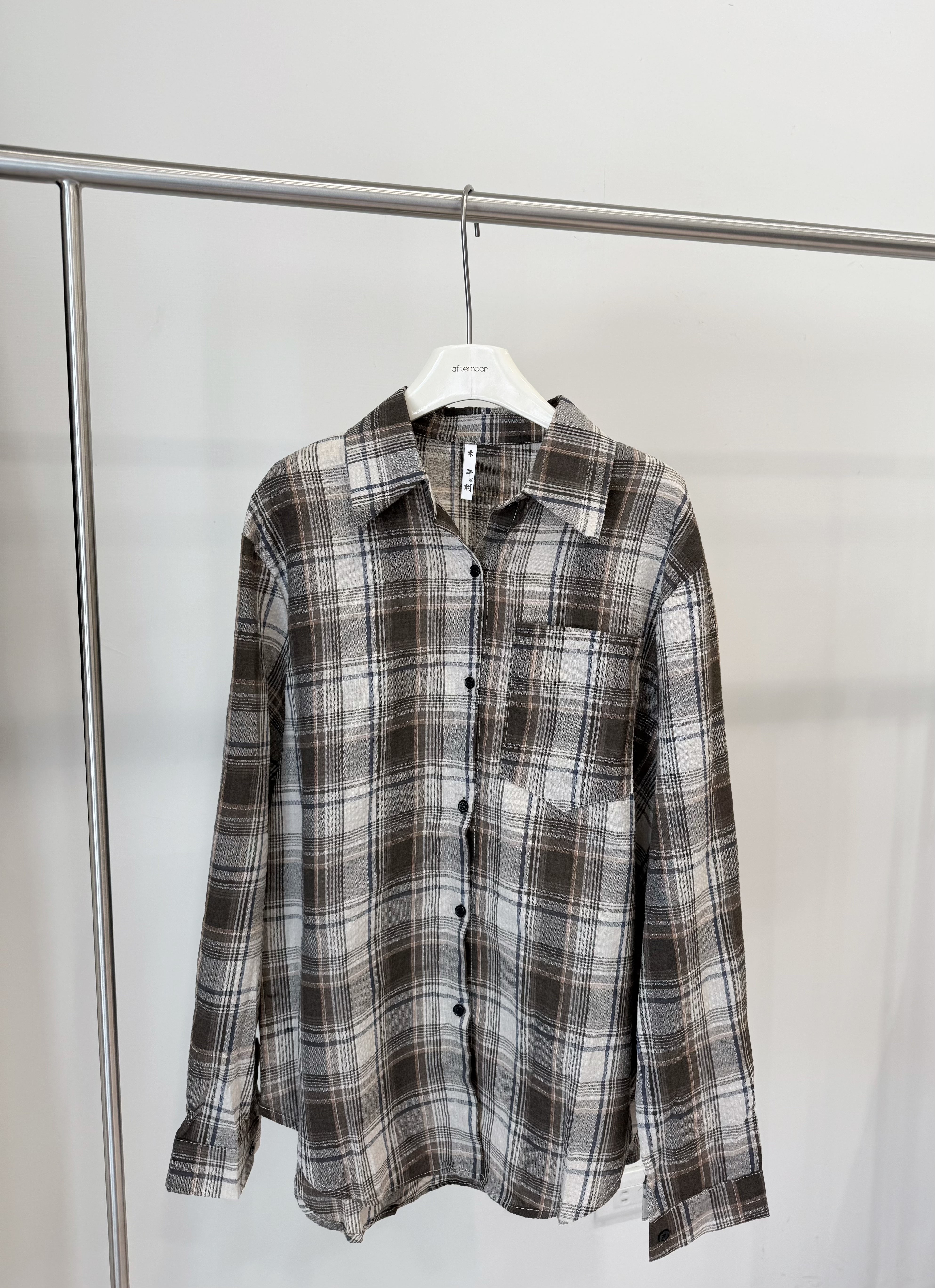 119 秋日落葉感格紋襯衫