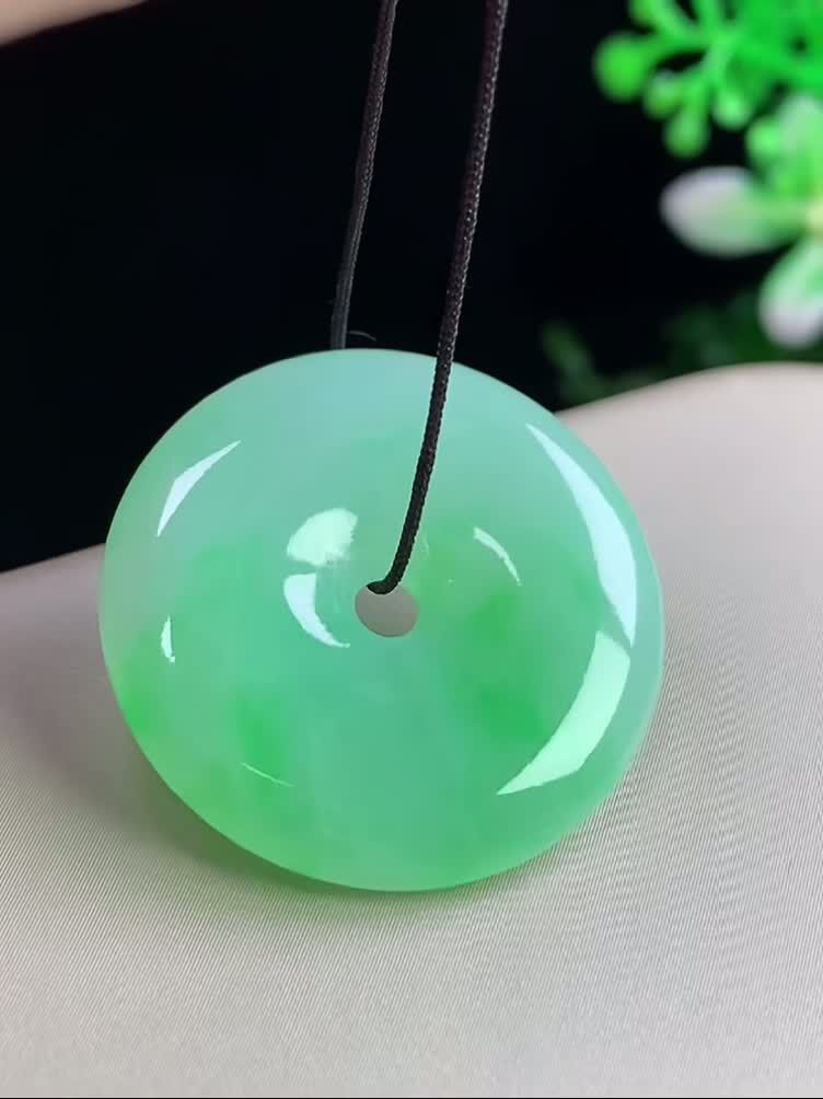 翡翠冰飄綠平安扣 (24.1mm直徑),天然翡翠A玉, 緬甸玉, Jade, Jadeite