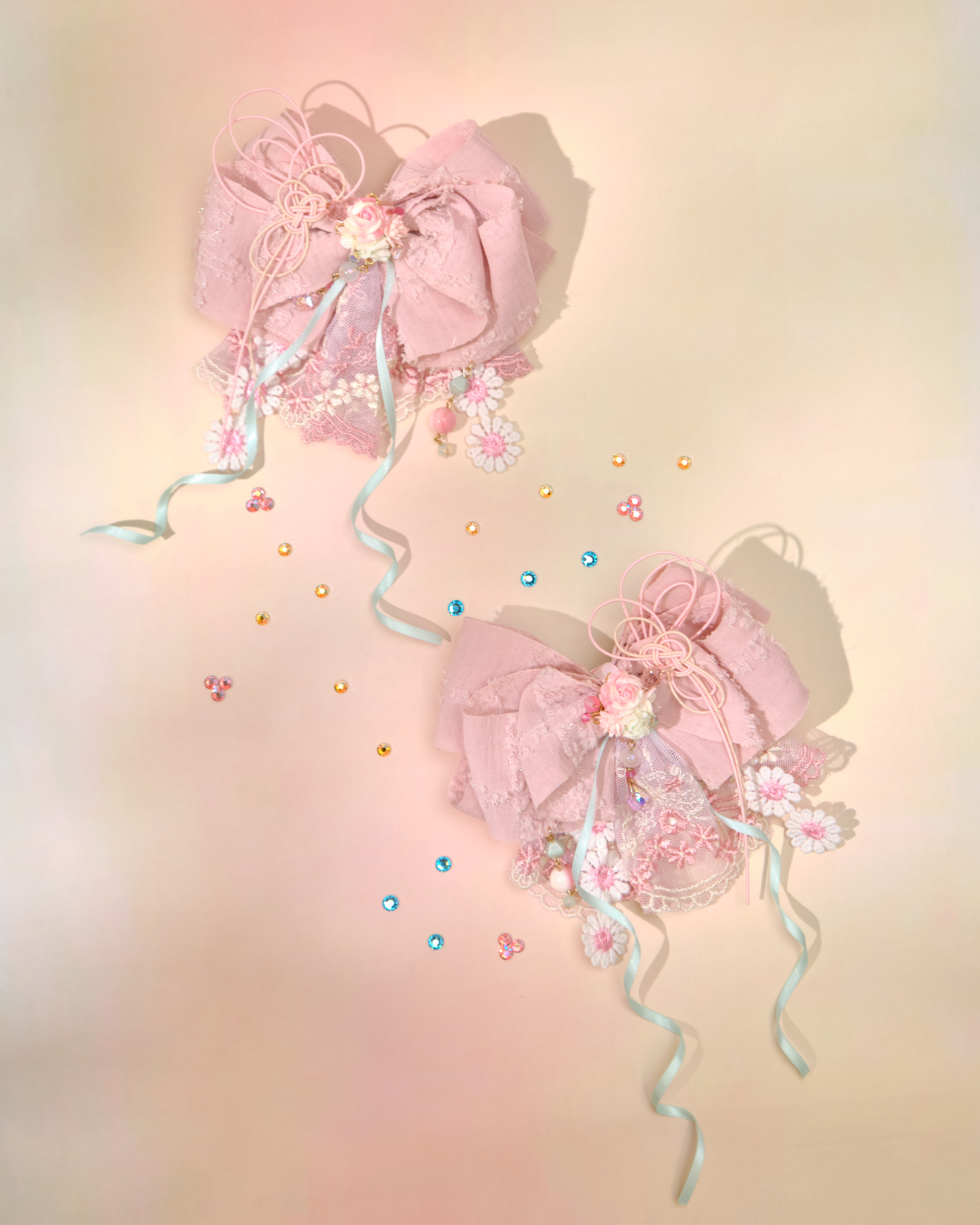 12774 荷葉裙絲帶髮夾（一對）