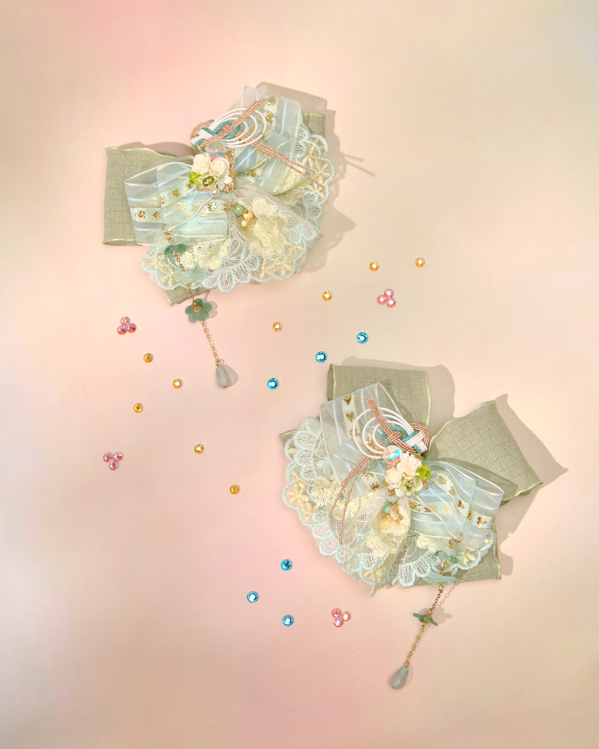 12773 荷葉裙絲帶髮夾（一對）