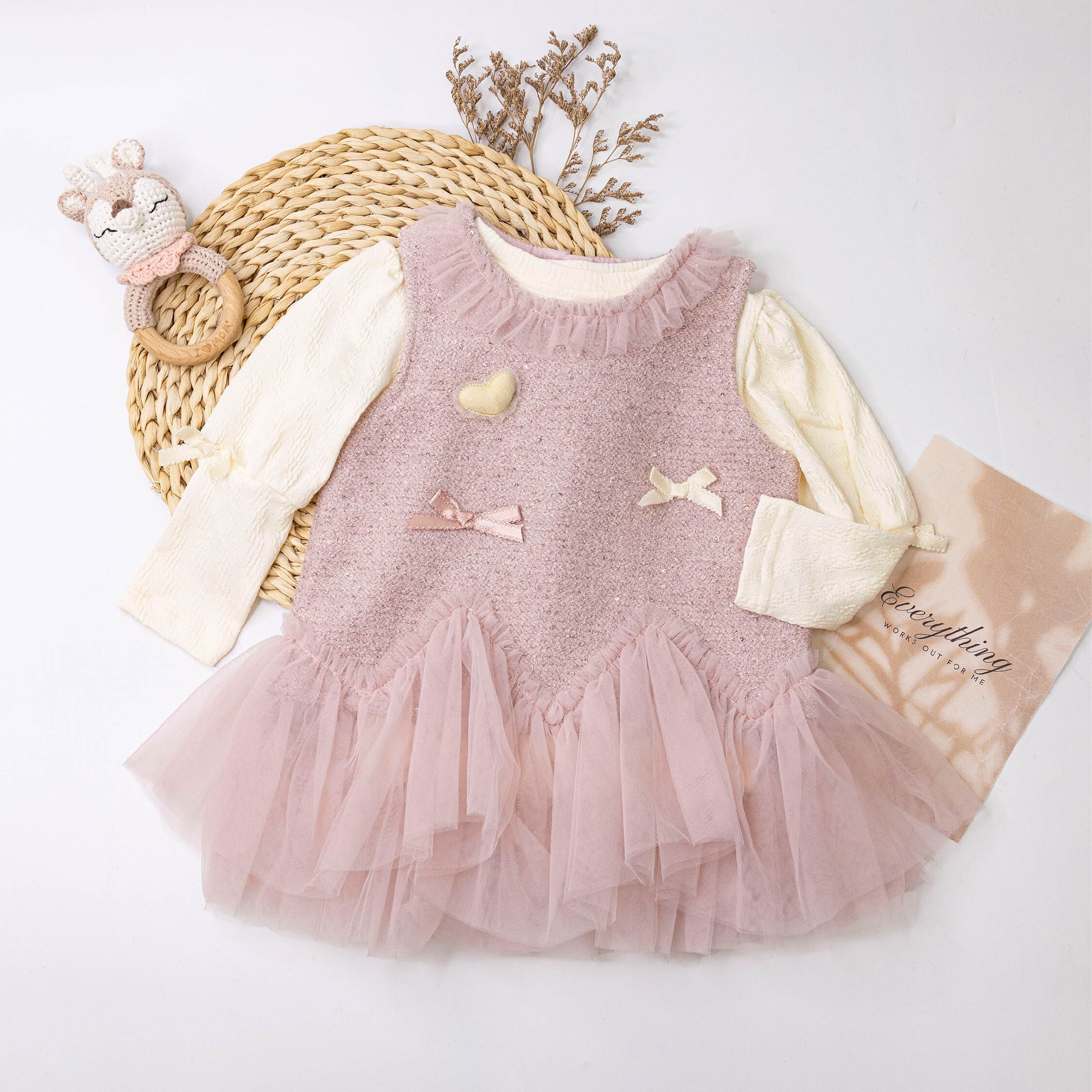 【H55418】甜甜立體愛心兩件式套裝/洋裝