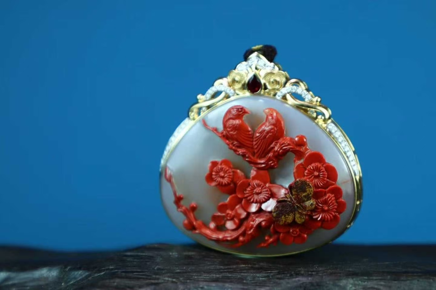 南紅花開見喜,天然南紅瑪瑙