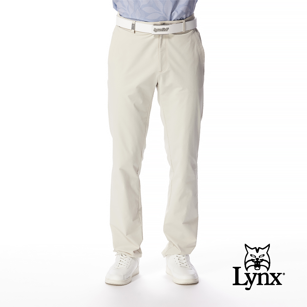 【Lynx Golf】男款四面彈性防風防潑水麂皮LOGO標長褲