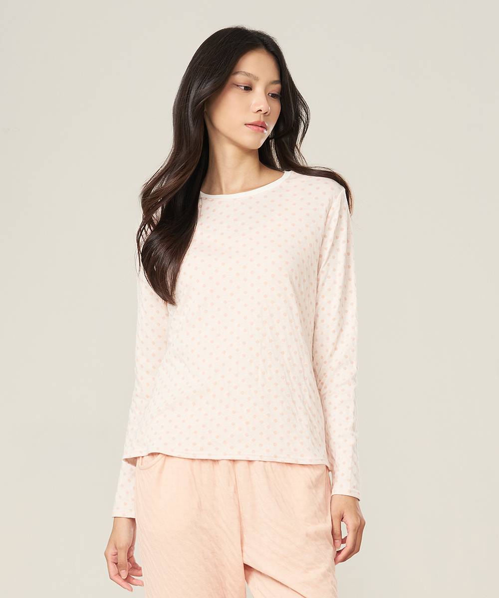 自由空間-雙層棉 蓬鬆棉柔女圓領長袖衫 UE0D3025