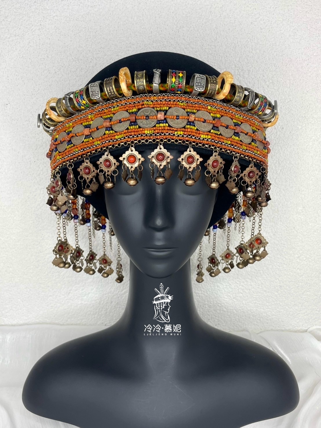 No.66貿易古珠來義式頭飾56cm