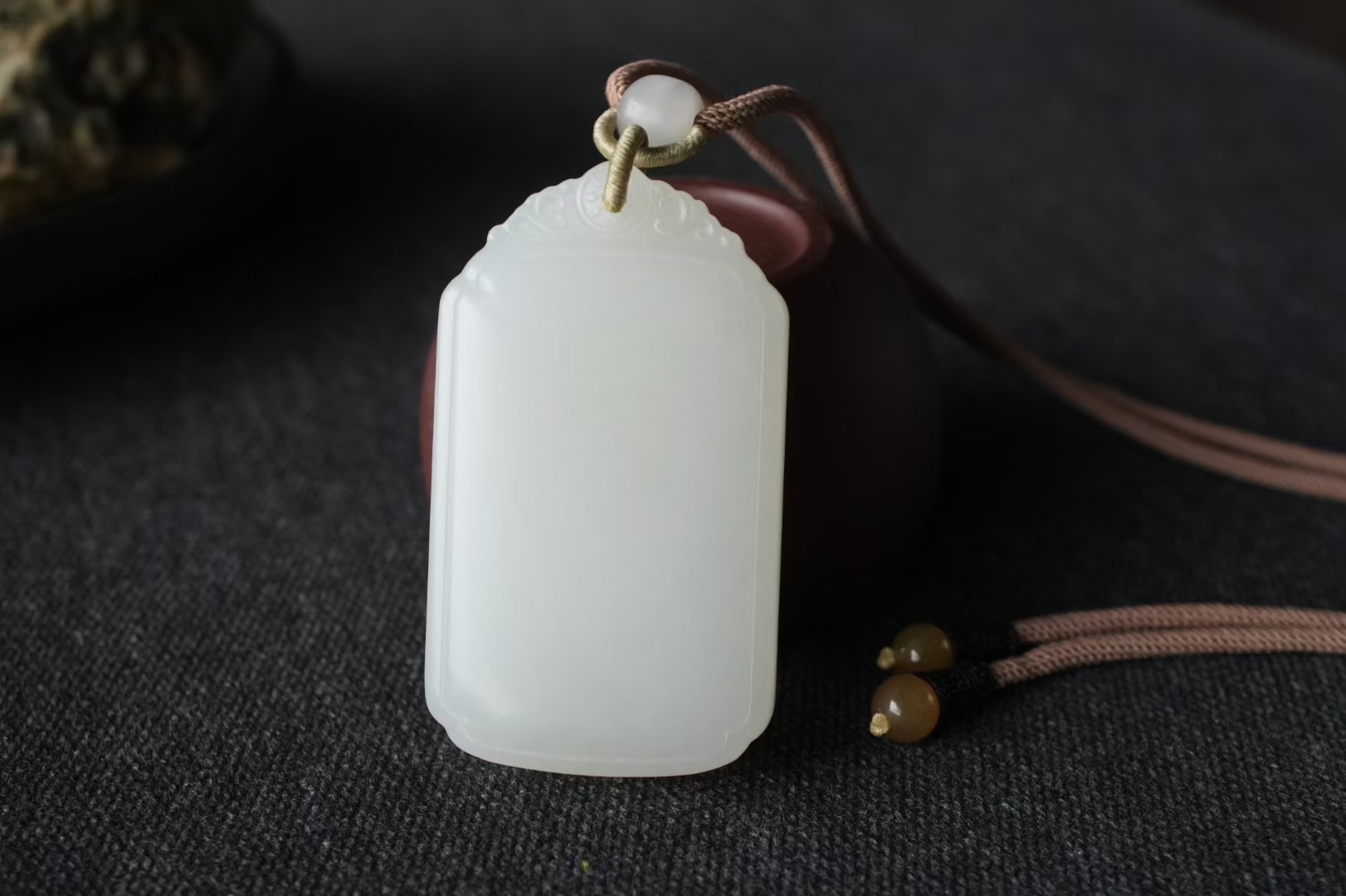 920413 和田玉藕白平安無事牌掛件