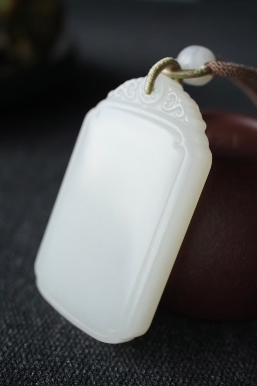 920413 和田玉藕白平安無事牌掛件